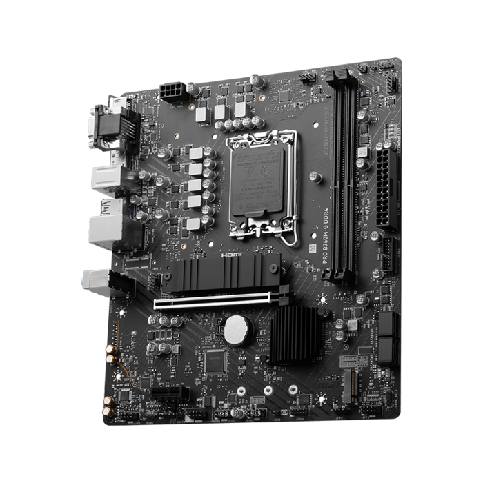 Tarjeta Madre Intel MSI PRO B760M-G - LGA1700, Intel B760, Micro-ATX, 2x DDR4 hasta 64GB, PCI-Express 4.0 x16, HDMI, VGA, DisplayPort, USB. PRO B760M-G DDR4