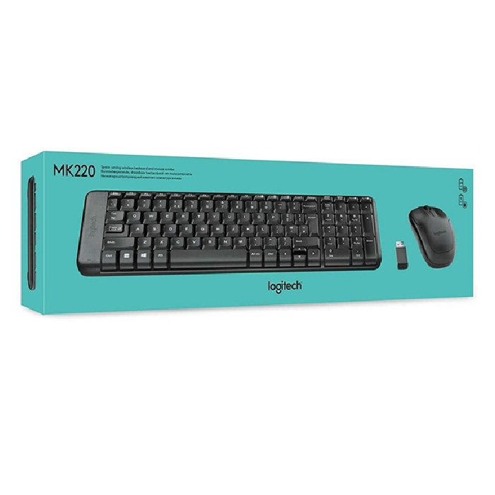 Teclado Logitech Wireless Desktop MK220 - Compacta combinación de teclado y ratón, inalámbricos, receptor usb, español, color negro. 920-004430/003155