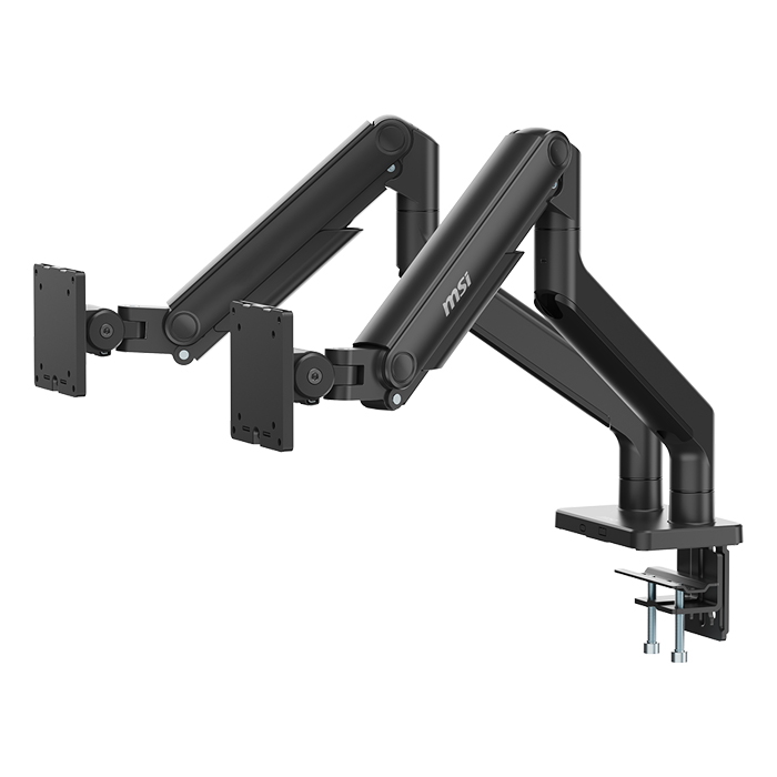 Soporte MSI para Monitor - Para 2 monitor LCD/LED, VESA 75x75/100x100 soporta 19" hasta 49", hasta 44,09 lb, color negro. MAG MT201D