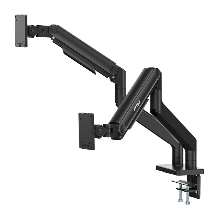 Soporte MSI para Monitor - Para 2 monitor LCD/LED, VESA 75x75/100x100 soporta 19" hasta 49", hasta 44,09 lb, color negro. MAG MT201D