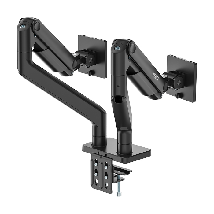 Soporte MSI para Monitor - Para 2 monitor LCD/LED, VESA 75x75/100x100 soporta 19" hasta 49", hasta 44,09 lb, color negro. MAG MT201D