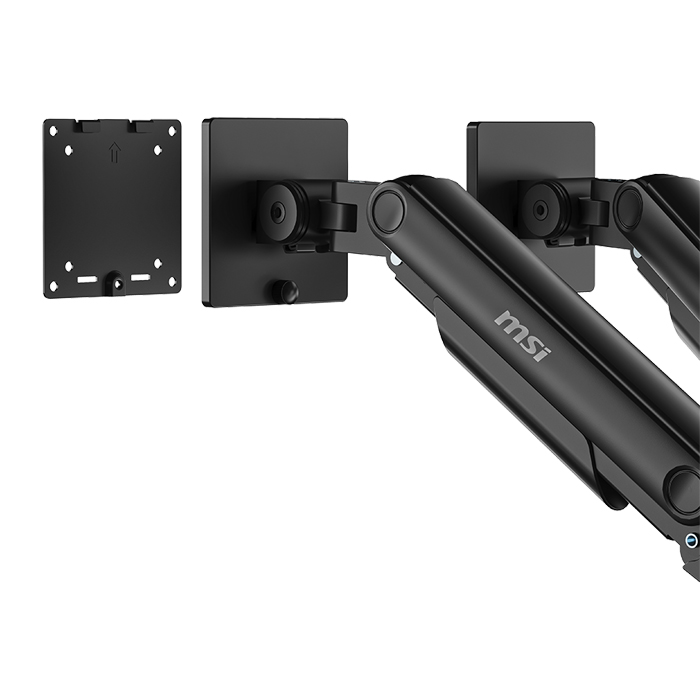Soporte MSI para Monitor - Para 2 monitor LCD/LED, VESA 75x75/100x100 soporta 19" hasta 49", hasta 44,09 lb, color negro. MAG MT201D