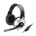 Auricular Genius HS-05A - Audífono con micrófono deluxe, flexible, controles en línea, cable enrollable, color negro/gris.