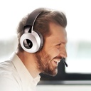 Auricular Genius HS-05A - Audífono con micrófono deluxe, flexible, controles en línea, cable enrollable, color negro/gris.