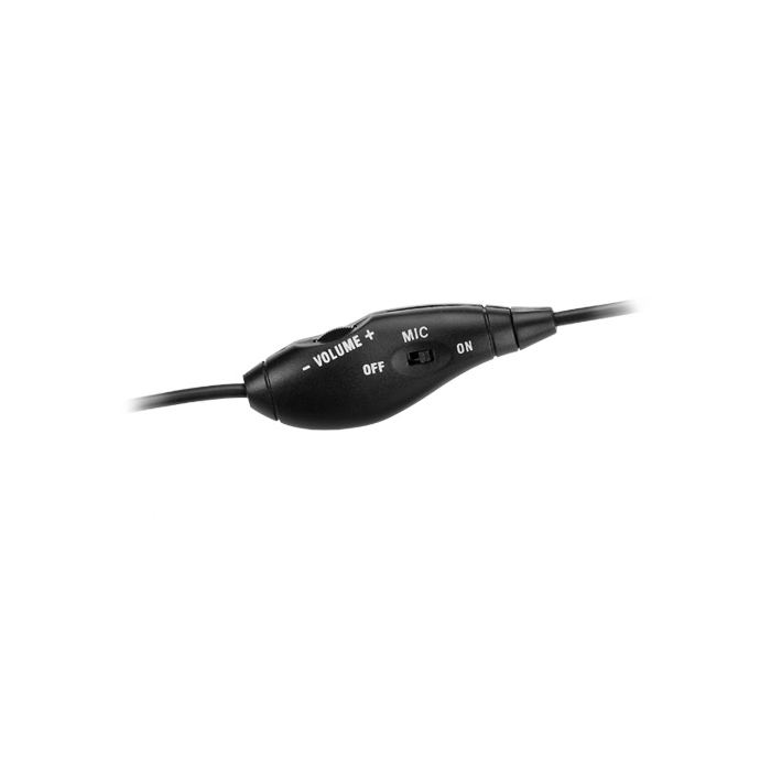 Auricular Genius HS-05A - Audífono con micrófono deluxe, flexible, controles en línea, cable enrollable, color negro/gris.