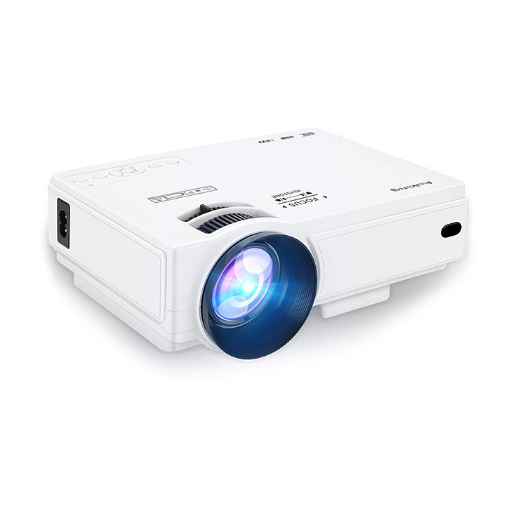 Mini Proyector Multimedia LED - De 9500 lumens, resolución 1920x1080, vida útil 55000hrs, 2000:1, control remoto, conexión vga/hdmi/tf/usb/av, color blanco. M8-F