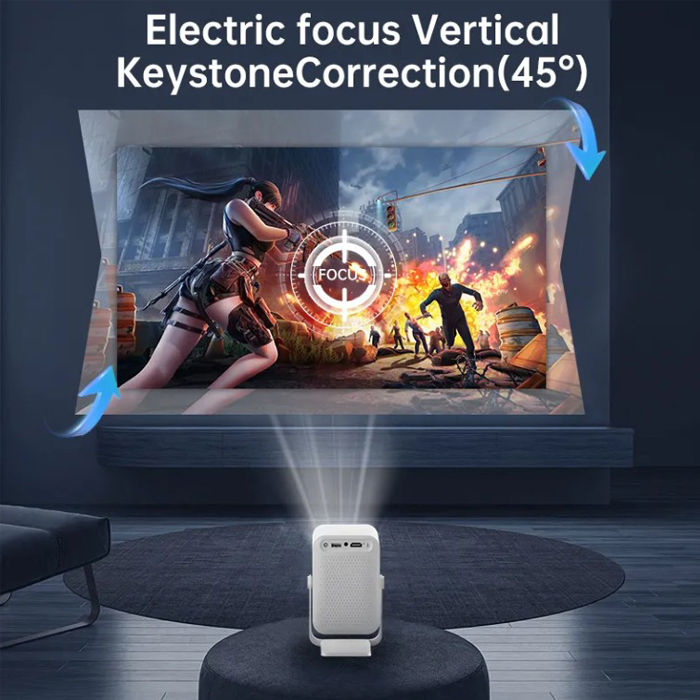 Mini proyector portátil C600 - 4K (1080P), WiFi, Bluetooth, HDMI, USB, Android 11, Wi-Fi 6, BT5.0, corrección trapezoidal automática Pantalla hasta 150 pulgadas, Blanco. C600