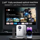 Mini proyector portátil C600 - 4K (1080P), WiFi, Bluetooth, HDMI, USB, Android 11, Wi-Fi 6, BT5.0, corrección trapezoidal automática Pantalla hasta 150 pulgadas, Blanco. C600