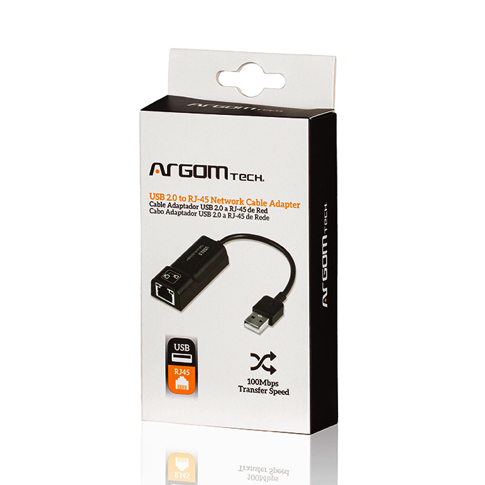 USB Argom Adaptador 2.0 a RJ45 macho/hembra - 6 Pulgadas, convierte cualquier puerto en conector ethernet, hasta 100Mbps. ARG-CB-0045