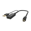 Adaptador HDMI VCOM CG497 - HDMI Tipo-A hembra + USB a Mini DisplayPort macho, 3840x2160, 60Hz, color negro. CG497-0.15
