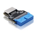 Adaptador para Tarjeta Madre - USB 3.0 (USB3.1 Gen 2) Cabezal interno (19 pines) a USB 3.1/3.2 Tipo-C (20 pines) Panel frontal.