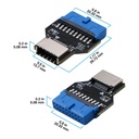 Adaptador para Tarjeta Madre - USB 3.0 (USB3.1 Gen 2) Cabezal interno (19 pines) a USB 3.1/3.2 Tipo-C (20 pines) Panel frontal.