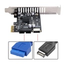 Adaptador PCIE para Tarjeta Madre - USB 3.0 (USB3.1 Gen 2) Cabezal interno (19 pines) a USB 3.1/3.2 Tipo-C (20 pines) Panel frontal. (copia)