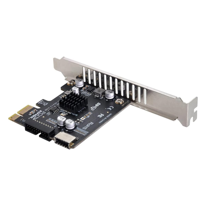Adaptador PCIE para Tarjeta Madre - USB 3.0 (USB3.1 Gen 2) Cabezal interno (19 pines) a USB 3.1/3.2 Tipo-C (20 pines) Panel frontal. (copia)