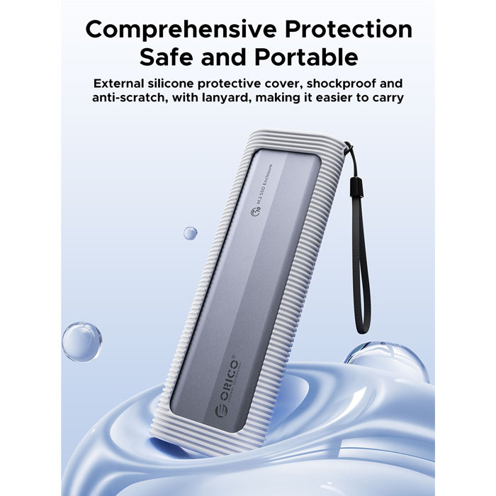 Caja Portable ORICO SSD - SSD M.2 NVMe, 10 Gbps con funda protectora de siliconaUSB Tipo C tamaño 2230/2242/2260/2280(hasta 2TB) (M.2 SATA) M2PV-C3 (copia)