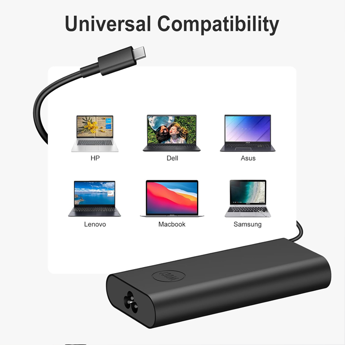 Adaptador para Laptop universal ‎ - USB tipo C de 130W, 20V, 3.25A, Lenovo, HP, Dell, Asus, Samsung, Acer. DE130W