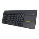 Teclado Logitech K400 PlusTV - Teclado inalámbrico con touchpad multitoque, Receptor Unifying USB hasta 10m, Español 920-007123