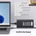 Adaptador para Laptop universal ‎- USB tipo C de 90W, 20V, 3.25A, Lenovo, HP, Dell, Asus, Samsung, Acer (Compatible con carga USB C de 100 W, 90 W, 65 W). DE130W (copia)