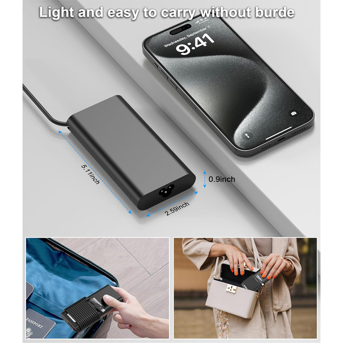 Adaptador para Laptop universal ‎- USB tipo C de 90W, 20V, 3.25A, Lenovo, HP, Dell, Asus, Samsung, Acer (Compatible con carga USB C de 100 W, 90 W, 65 W). DE130W (copia)