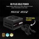 Fuente de Poder Corsair RM850e - Potencia de 850W ATX, conexiones 3 x PCI-Express, 7x SATA, certificado 80 PLUS Gold. CP-9020263-NA