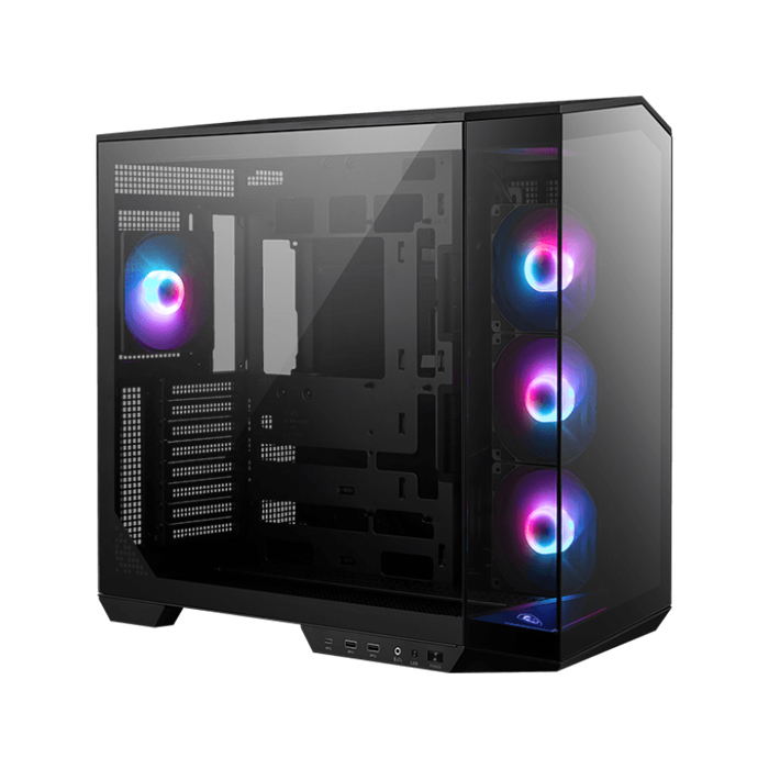 Caja Micro - ATX Tower MAG PANO - ARGB, 1 x USB 3.2 Gen 1 Tipo-A, 1 x USB 3.2 Gen 2x2 Tipo-C, 1 x Salida de audio/Entrada de micrófono, 1 x Botón de interruptor LED, 1 x Botón de encendido, Color Negro. MAG PANO 100R PZ