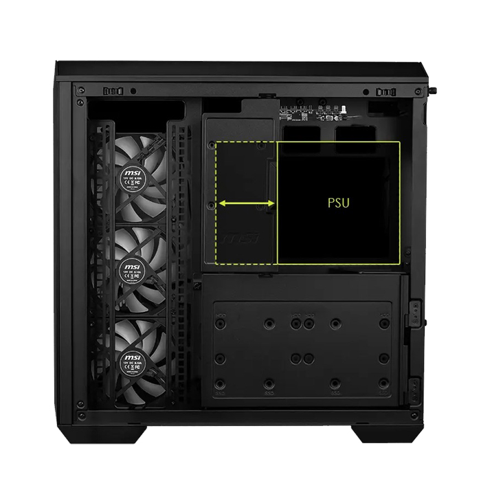 Caja Micro - ATX Tower MAG PANO - ARGB, 1 x USB 3.2 Gen 1 Tipo-A, 1 x USB 3.2 Gen 2x2 Tipo-C, 1 x Salida de audio/Entrada de micrófono, 1 x Botón de interruptor LED, 1 x Botón de encendido, Color Negro. MAG PANO 100R PZ