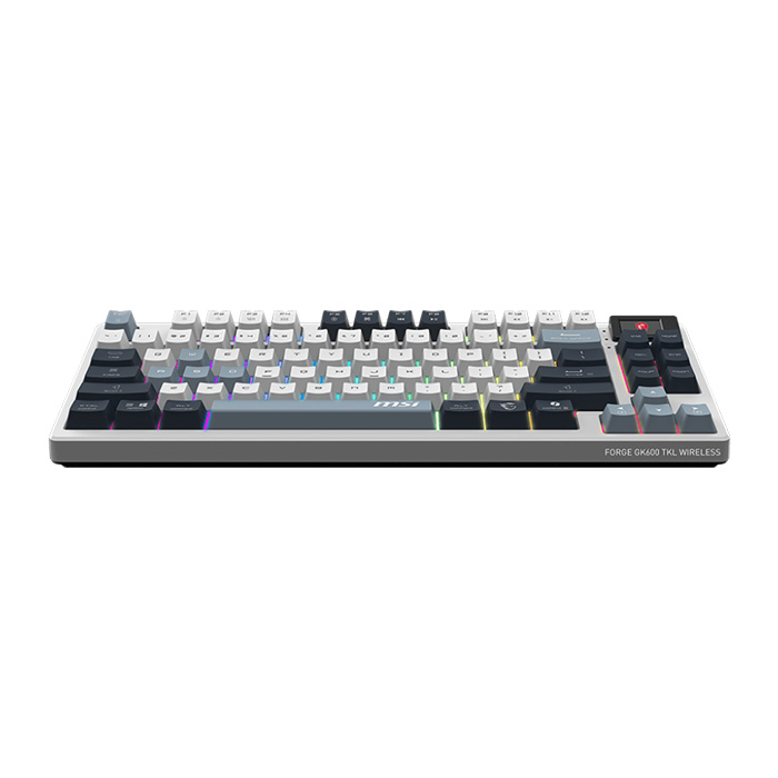 Teclado MSI FORGE GK600 TKL WIRELESS SKY - Para gamers, Teclas mecánicas, Inalámbrico, Bluetooth, USB Tipo C, 20 Modos RGB, USB, Negro. FORGE GK600 TKL WIRELESS SKY