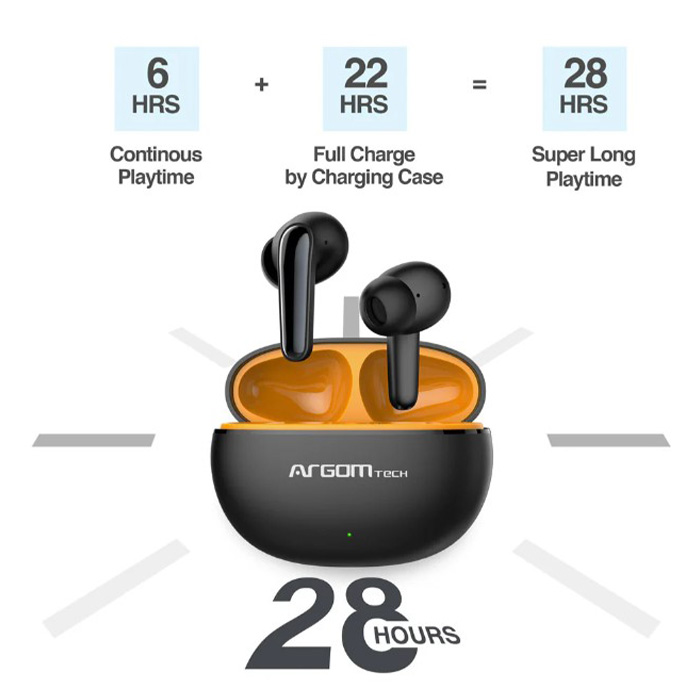 Auricular Argom SkeiPods E20 - Audífonos con Micrófono, Inalámbrico, Bluetooth, Cancelacion de ruido, Negro. ARG-HS-5020BK.
