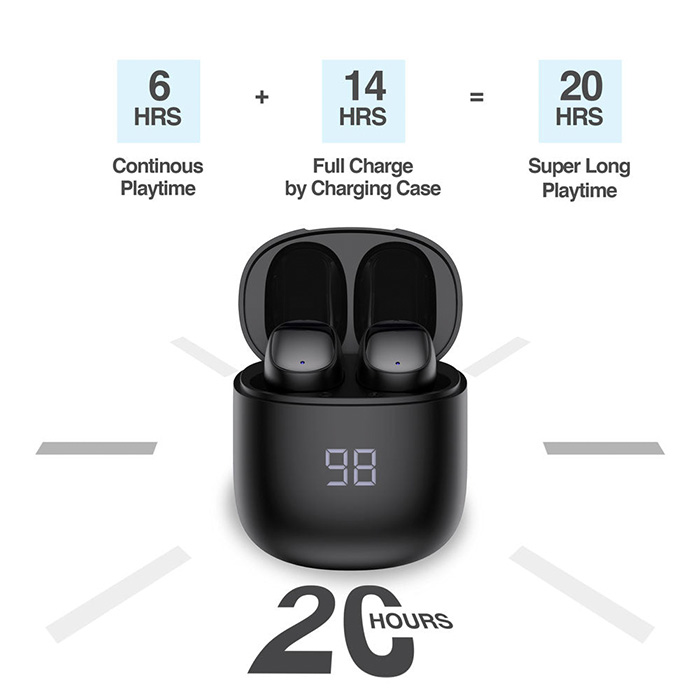 Auricular Argom SKEIPODS E66 - Audífonos con Micrófono, Inalámbrico, Bluetooth, Cancelacion de Ruido, Pantalla Led, Negro. ARG-HS-5066BK.