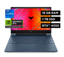 Laptop HP Victus 15-fa1097la - Pantalla 15.6" Full HD 144 Hz IPS, i7-13620H, 16GB DDR4(2X8), 1TB SSD NVME M.2, webcam, wifi, bluetooth, GPU NVIDIA® GeForce RTX™ 4050(GDDR6 6GB), Windows 11 Home español, color Azul. A14LJLA#ABM
