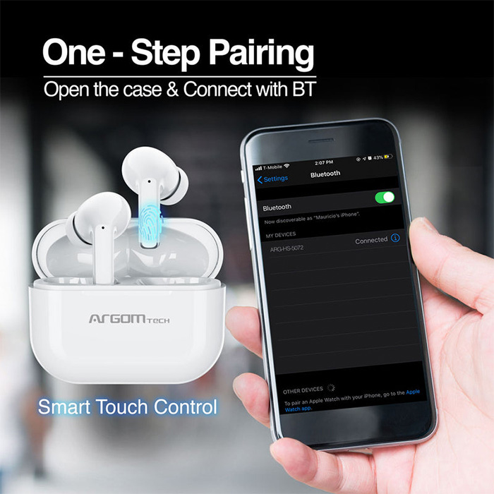 Auricular Argom SKEIPODS E72 - Audífonos con Micrófono, Resistente al Agua IPx4, Inalámbrico, Bluetooth, Cancelación de Ruido, Azul. ARG-HS-5072BB