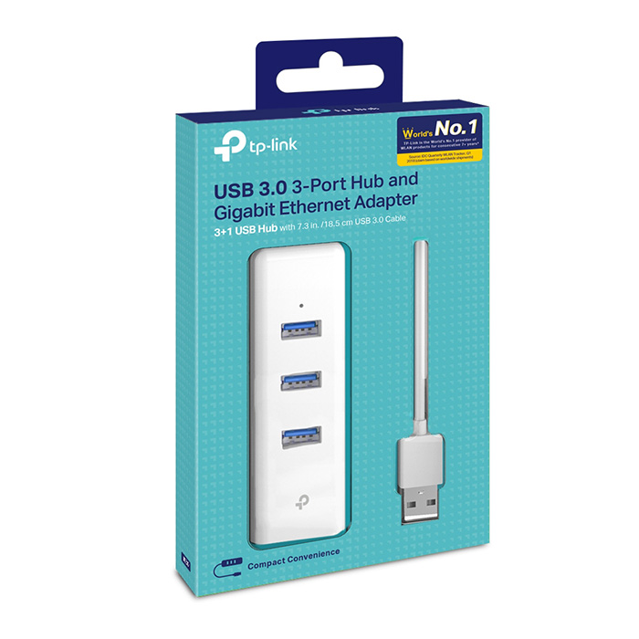 HUB Adaptador TP-LINK UE330 - USB 2 en 1, de 3 puertos USB 3.0 y adaptador ethernet gigabit.
