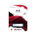Unidad de Estado Sólido (SSD) Kingston NV3 - Capacidad de 2TB, 6000MB/s de lectura, 5000MB/s de escritura, NVMe PCIe 4.0 x4, M.2 2280. SNV3S/2000G