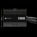 Fuente de Poder Corsair CX650 - Potencia de 650W ATX, conexiones 2 x PCI-Express, 3x SATA, certificado 80 PLUS Bronze. CP-9020278-NA