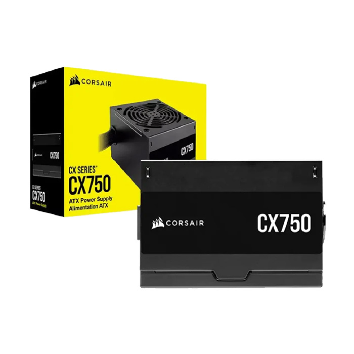 Fuente de Poder Corsair CX750 - Potencia de 750W ATX, conexiones 2 x PCI-Express, 3x SATA, certificado 80 PLUS Bronze. CP-9020279-NA
