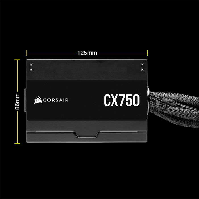 Fuente de Poder Corsair CX750 - Potencia de 750W ATX, conexiones 2 x PCI-Express, 3x SATA, certificado 80 PLUS Bronze. CP-9020279-NA