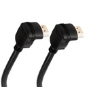 Cable Audio/Video HDMI 90 grados a HDMI 90 grados(macho) - de alta definición, version 2.0, Color: negro, 6 pies. FY-1007 2M