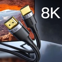 Cable Audio/Video HDMI 2.1 O.E.M. - 8K HDMI(macho) de alta definición, 120hz version 2.1, forrado en Nylon, Color: negro, 6 pies. FY-D-4001 2M