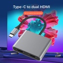 Adaptador O.E.M. - Tipo-C a dos salidas HDMI 4K, Expansión o clonación de pantalla, FY-D-4002