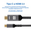 Cable Audio/Video Tipo C a HDMI 2.1 - 8K de alta definición, 48 Gbps (8K a 60 Hz, 4K a 120 Hz) forrado en Nylon, Color: negro, 6 pies. FY-H-4004-2M