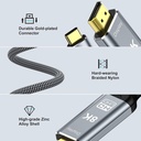 Cable Audio/Video Tipo C a HDMI 2.1 - 8K de alta definición, 48 Gbps (8K a 60 Hz, 4K a 120 Hz) forrado en Nylon, Color: negro, 6 pies. FY-H-4004-2M