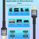Cable Audio/Video HDMI a HDMI(macho) - de alta definición, version 2.1, Color: negro, 6 pies. FY-H-4005-2M