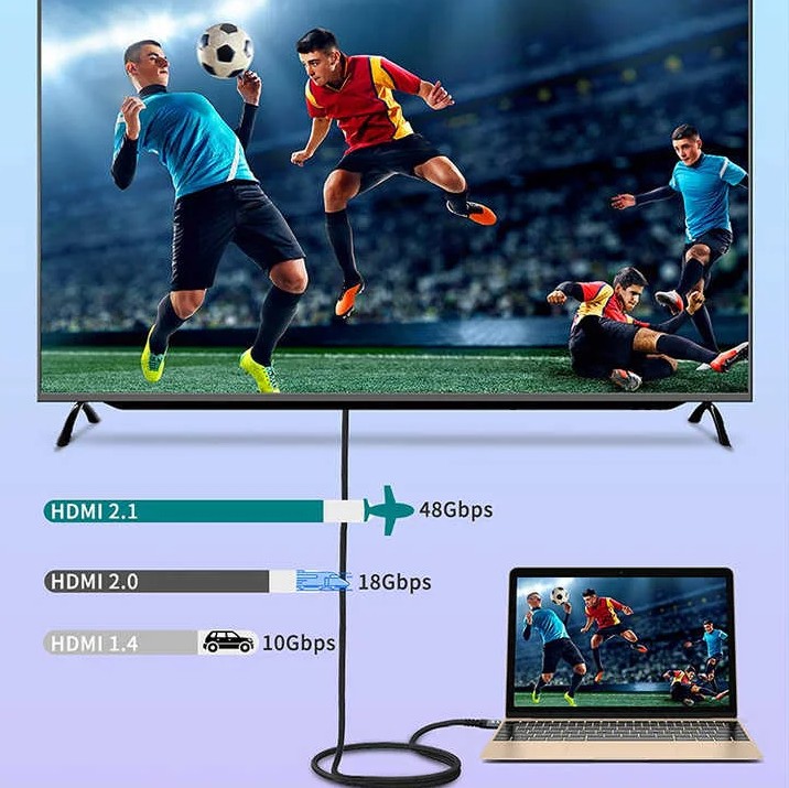 Cable Audio/Video HDMI a HDMI(macho) - de alta definición, version 2.1, Color: negro, 6 pies. FY-H-4005-2M