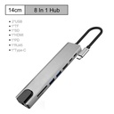HUB O.E.M. - Tipo-C 8 en 1, 2x USB 3.0, 1x TF, 1x SD, 1x HDMI, 1x PD, 1x RJ45, 1x Tipo C, FY-D-4009