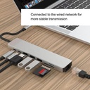 HUB O.E.M. - Tipo-C 8 en 1, 2x USB 3.0, 1x TF, 1x SD, 1x HDMI, 1x PD, 1x RJ45, 1x Tipo C, FY-D-4009