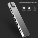 HUB O.E.M. - Tipo-C 8 en 1, 2x USB 3.0, 1x TF, 1x SD, 1x HDMI, 1x PD, 1x RJ45, 1x Tipo C, FY-D-4009