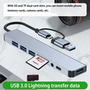 HUB O.E.M. - Tipo-C/USB 3.0 8 en 1, 1x USB 3.0, 3x 2.0, 1x TF, 1x SD, 1x RJ45, 1x 3.5mm audio, 1x Tipo C, FY-D-4010