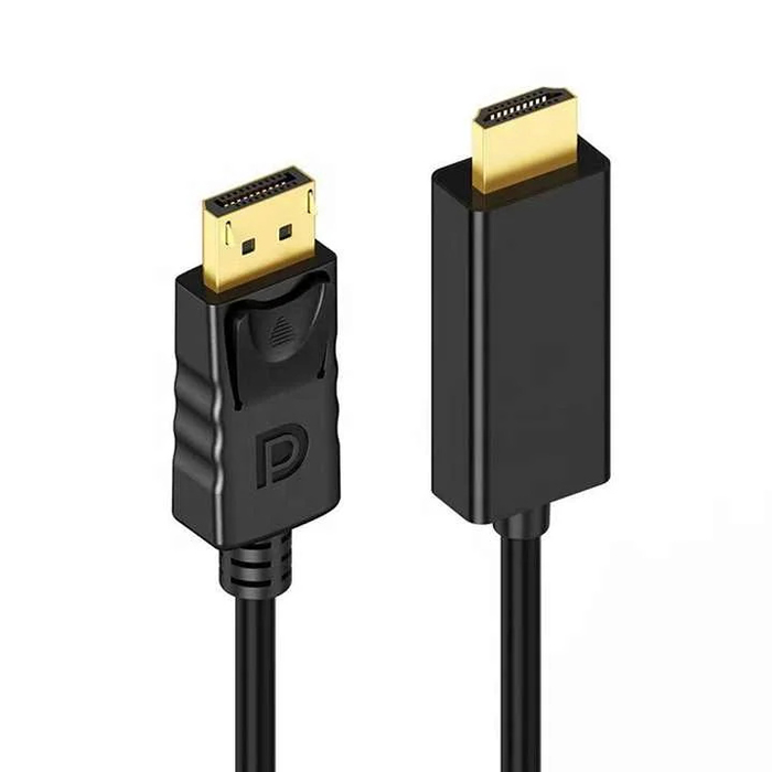 Cable Audio/Video HDMI a DP - HMDI to Display Port UHD, cobre puro + PVC, Color: negro, 6 pies. FY-3002-1.8MT