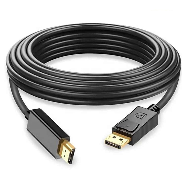 Cable Audio/Video HDMI a DP - HMDI to Display Port UHD, cobre puro + PVC, Color: negro, 6 pies. FY-3002-1.8MT