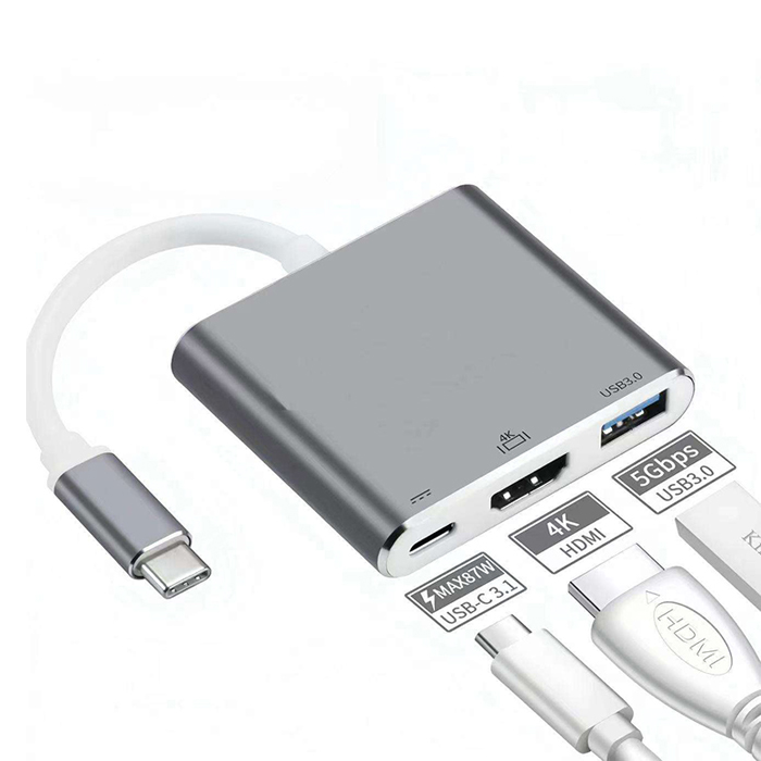 Hub 3 en 1 - USB 3.0 Tipo C macho a USB 3.0 + HDMI. FY-D-7040